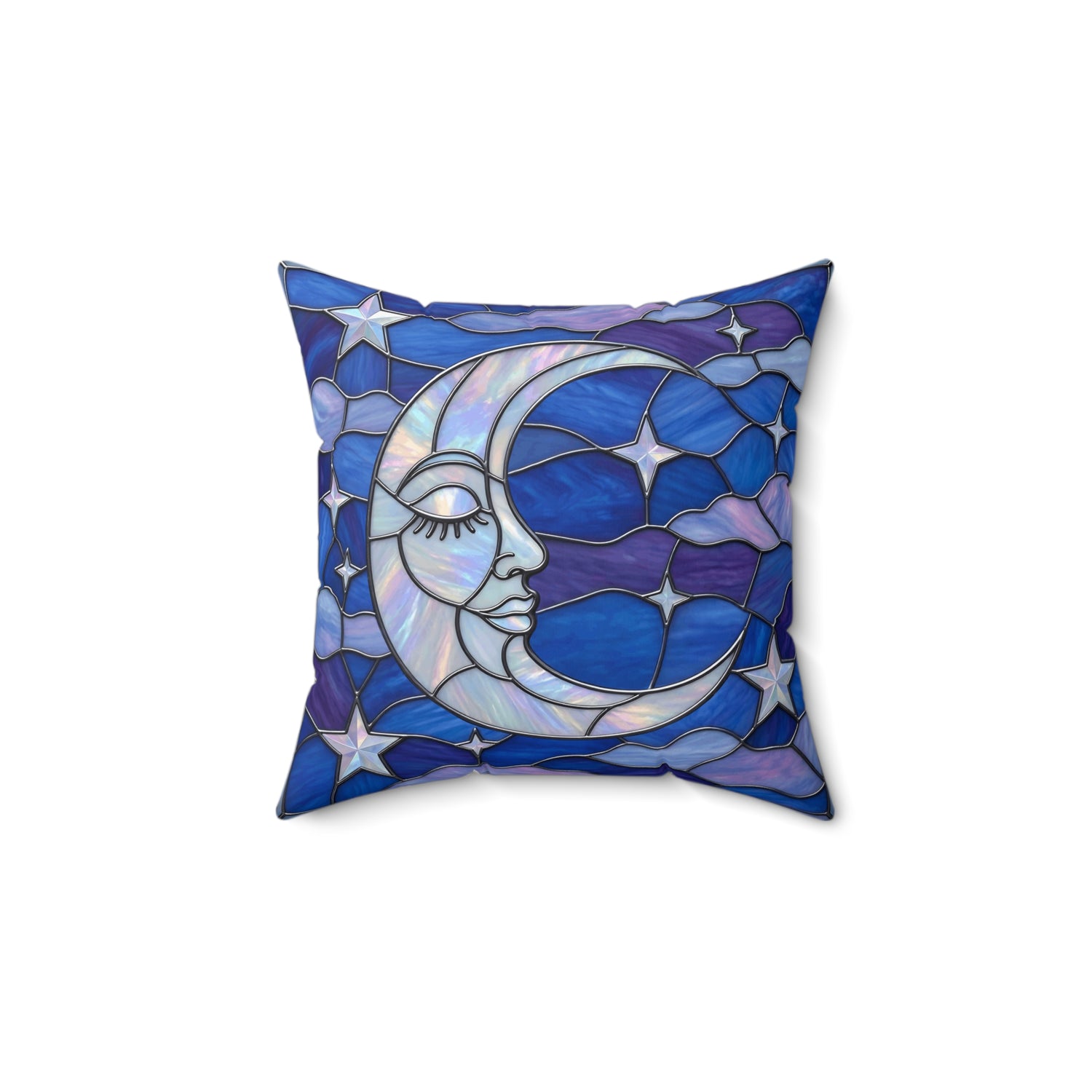Halloween Stained Glass Style Night Sky Moon Stars Clouds Pillow Cover and Insert - Mid Century Modern Gal