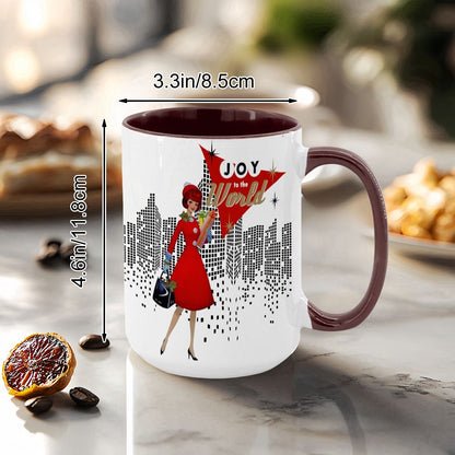 Mid Century Modern Christmas Joy To The World Mod Gal Cityscape Holiday Mug