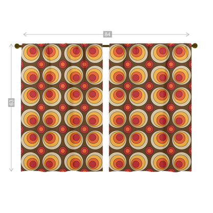 Mid Century Modern Groovy Orbs, Brown Yellow, Orange, Retro Window Curtains (two panels) - Mid Century Modern Gal
