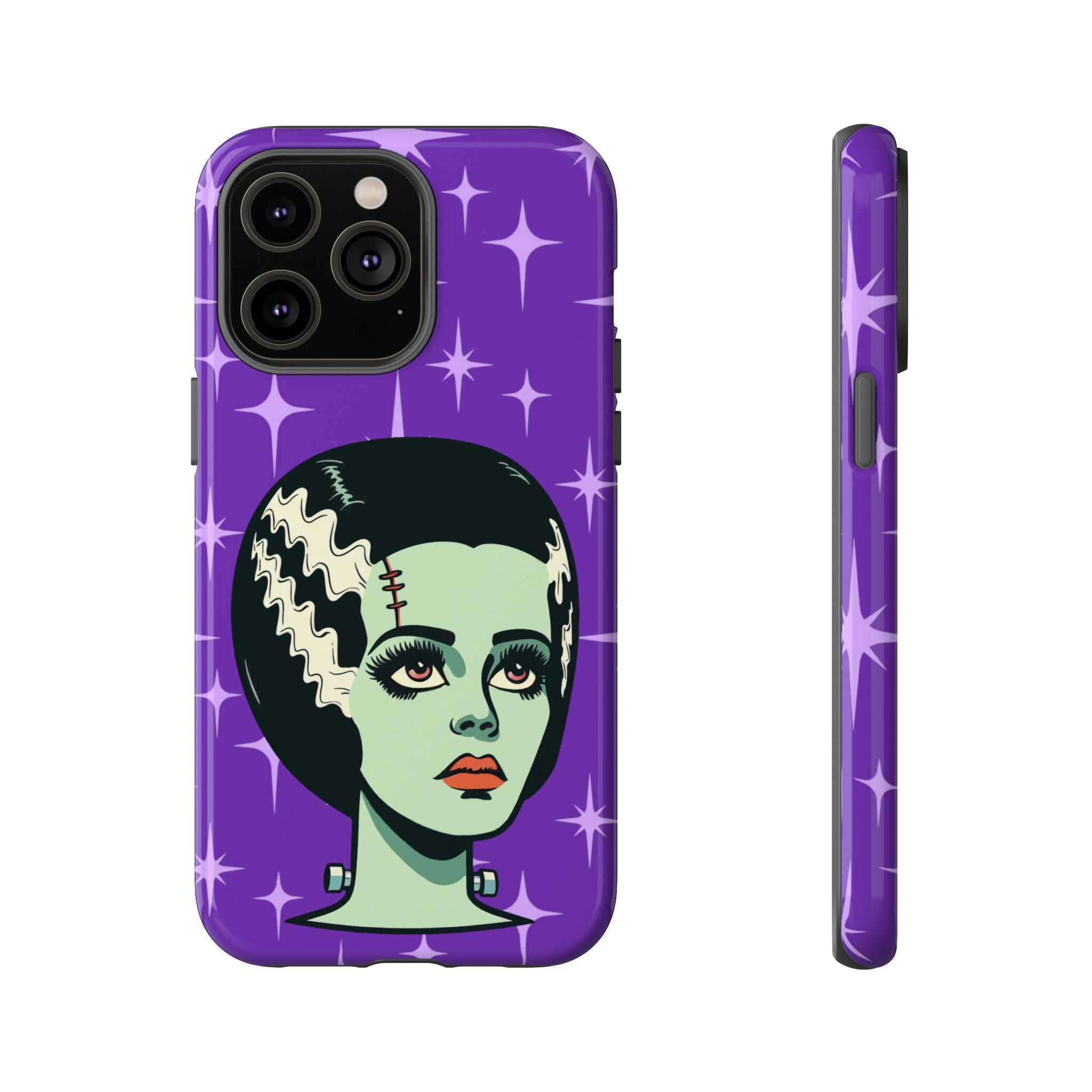Bride of Frankenstein Retro Mid Mod Horror Buff Purple Halloween Tough Phone Case - Mid Century Modern Gal