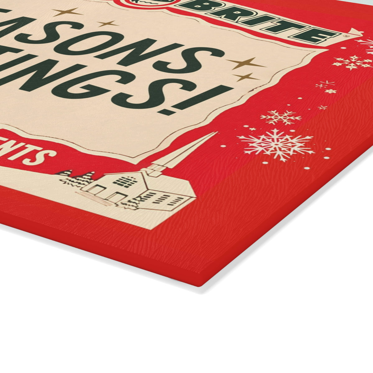 Shiny Brite 50s Mid Century Modern Kitschy Christmas Cheese Board, Holiday Entertaining Glass Cutting Board - Mid Century Modern Gal