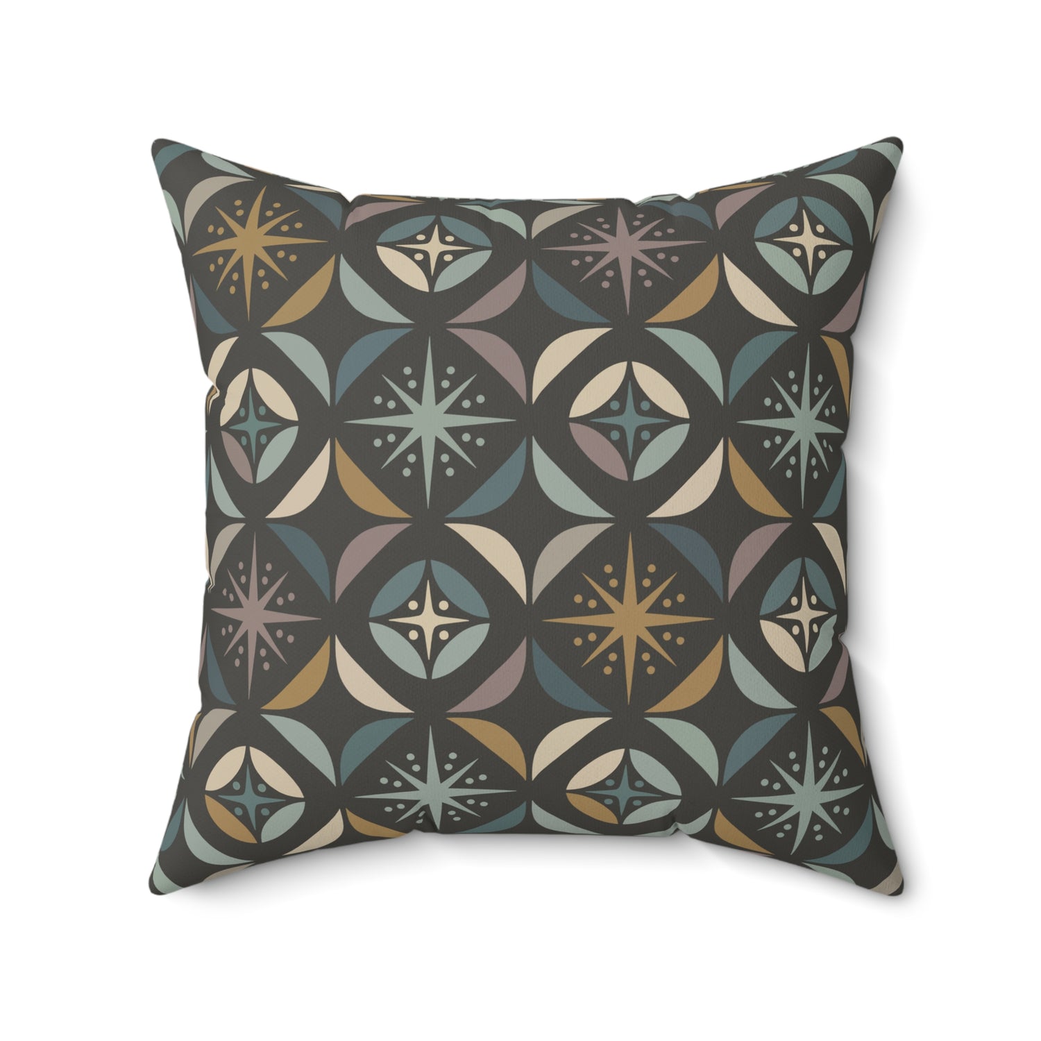 Mid Century Modern Elegant Gray Geometric Starburst Pillow Cover and Insert - Mid Century Modern Gal