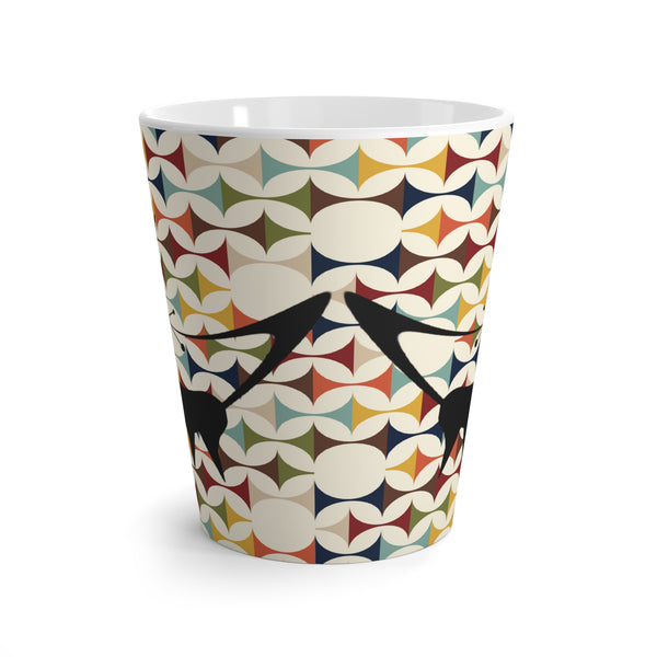 Retro Scandinvian Colorful  Atomic Cat Latte Mug - Perfect for Cat Lovers and Cozy Mornings