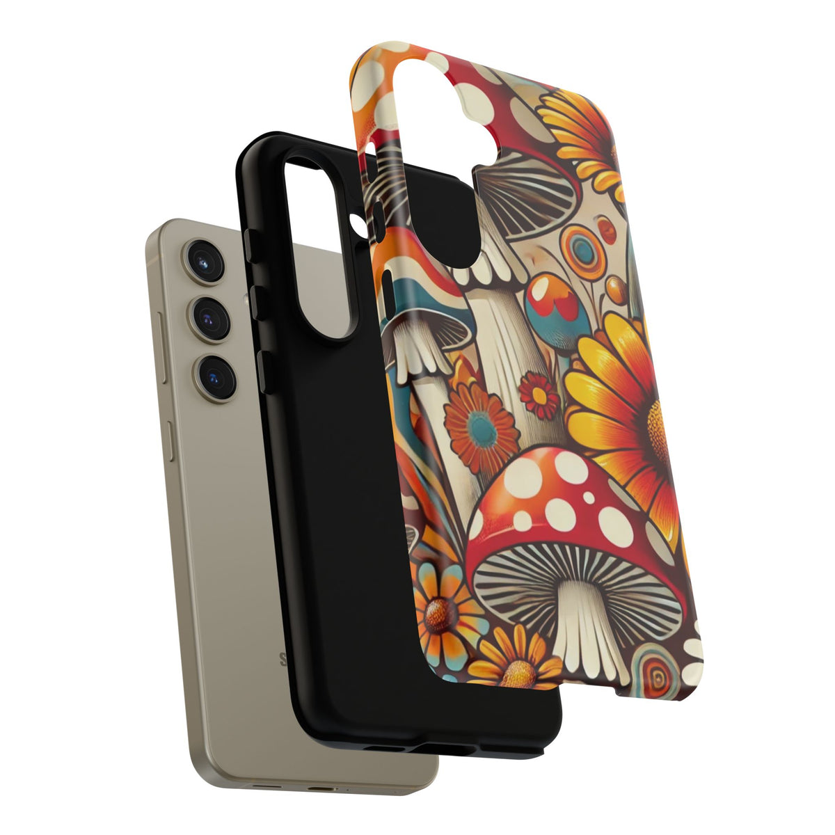 Colorful Mushroom Flower Phone Case - Boho Chic Design
