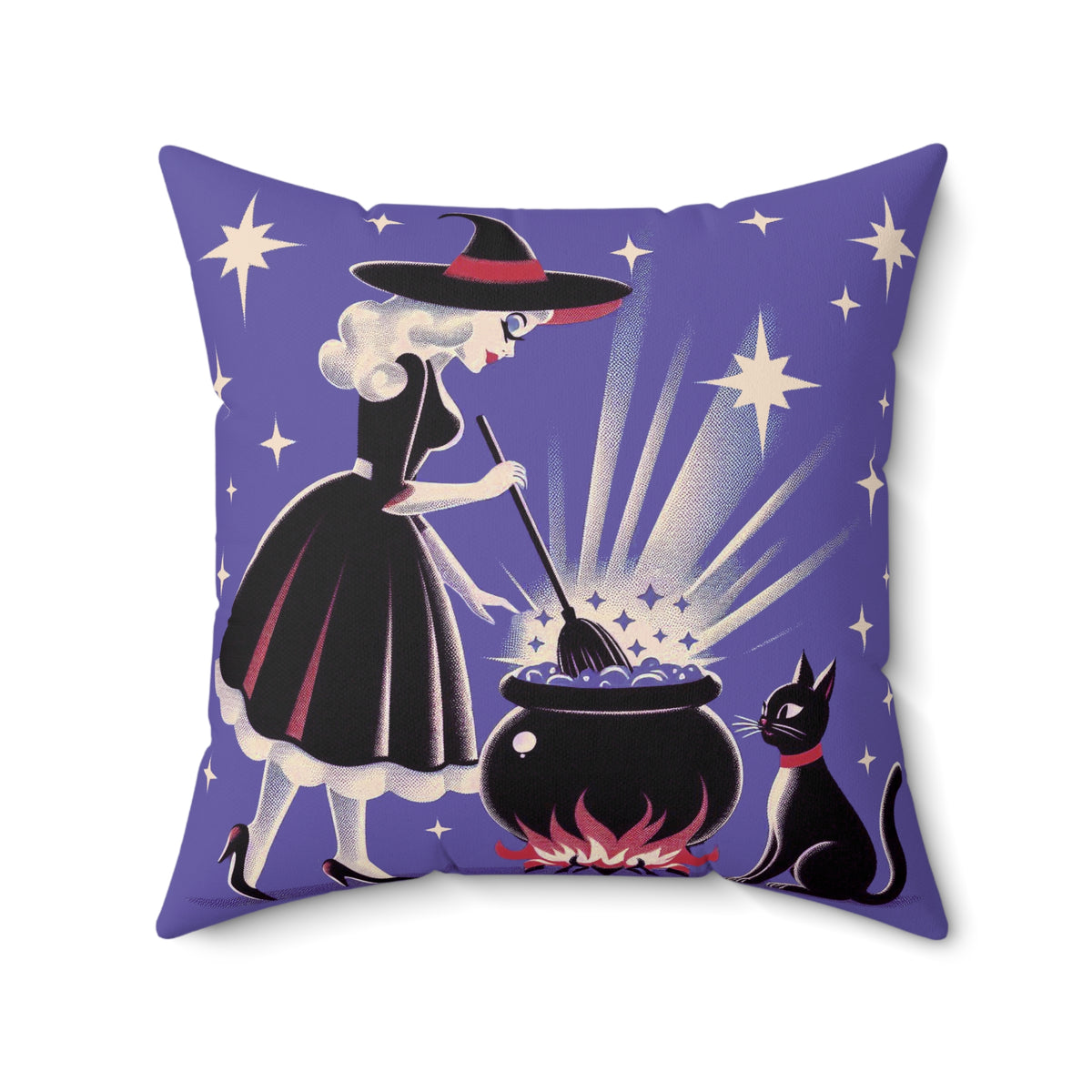Witch's Brew Mid Century Modern Halloween Gothic Purple Pillow Cover and Insert - Mid Century Modern Gal