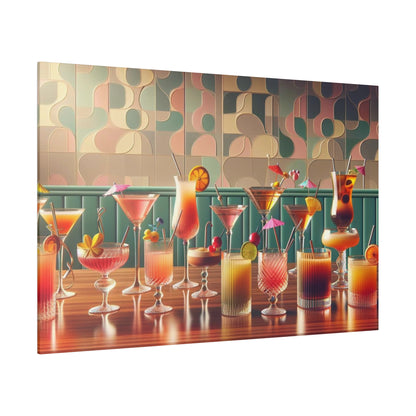 Mid Century Modern Cocktail Bar, Kitschy MCM Home Bar, Canvas Art