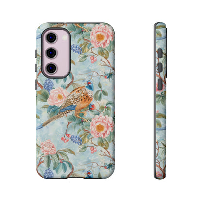 Chinoiserie Designed Floral Pheasant Phone Case with Bird Design