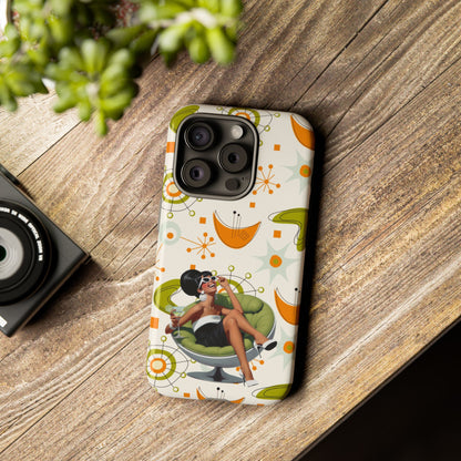 Mid Century Modern Atomic Starburst Mid Mod 60s Gal Retro Chic Tough Phone Case with Vintage Glamour Design