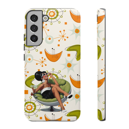 Mid Century Modern Atomic Starburst Mid Mod 60s Gal Retro Chic Tough Phone Case with Vintage Glamour Design