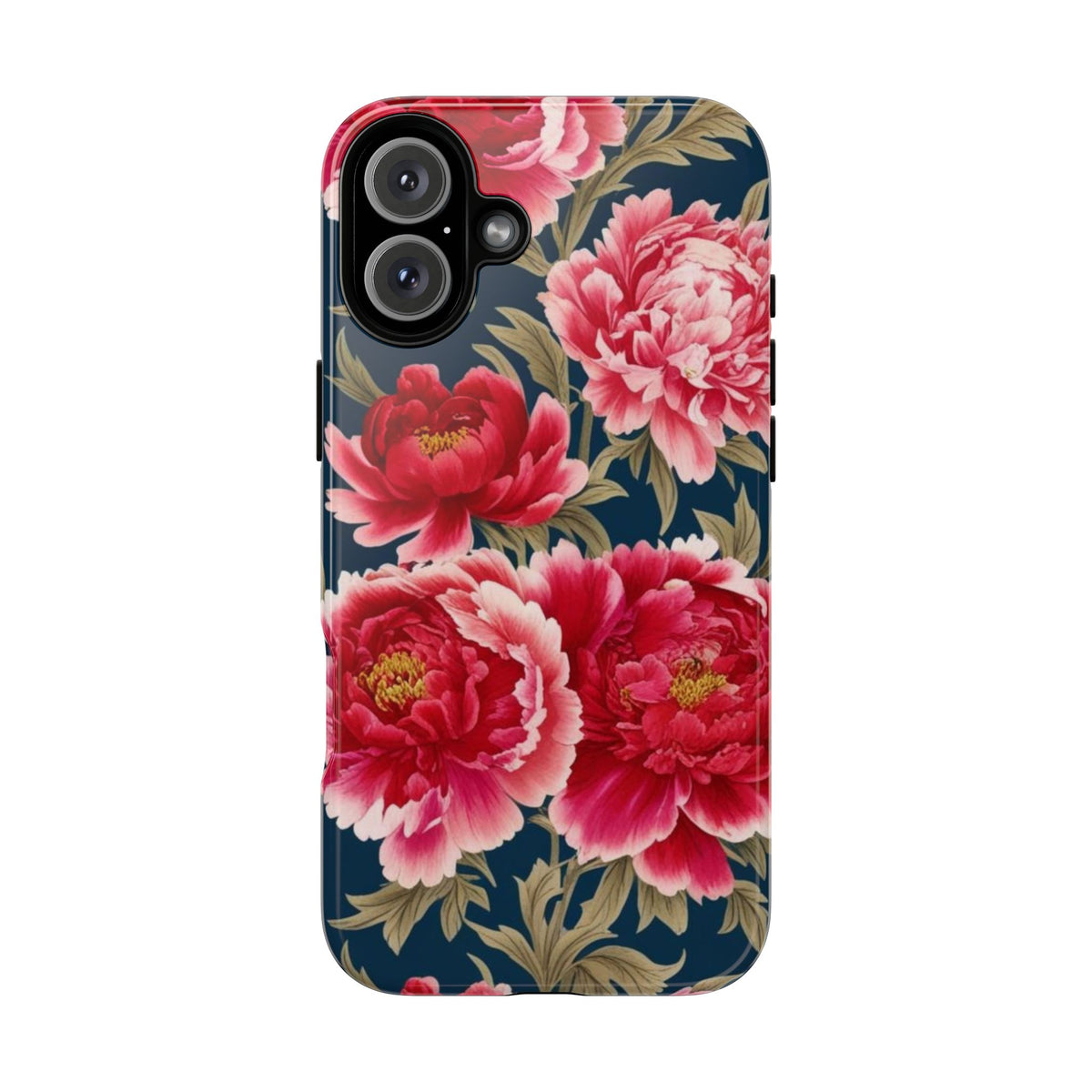 Chinoiserie Royal Blue Pink, Red Roses And Peony Floral Tough Phone Case