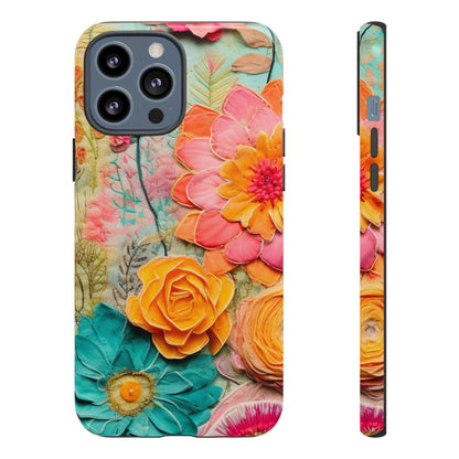Boho Retro Floral Faux Pressed Flowers Smart Phone Tough Phone Cases
