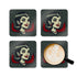 Vampire Dracula Girl Halloween Goth Horror Buff MCM Green Corkwood Coaster Set - Mid Century Modern Gal
