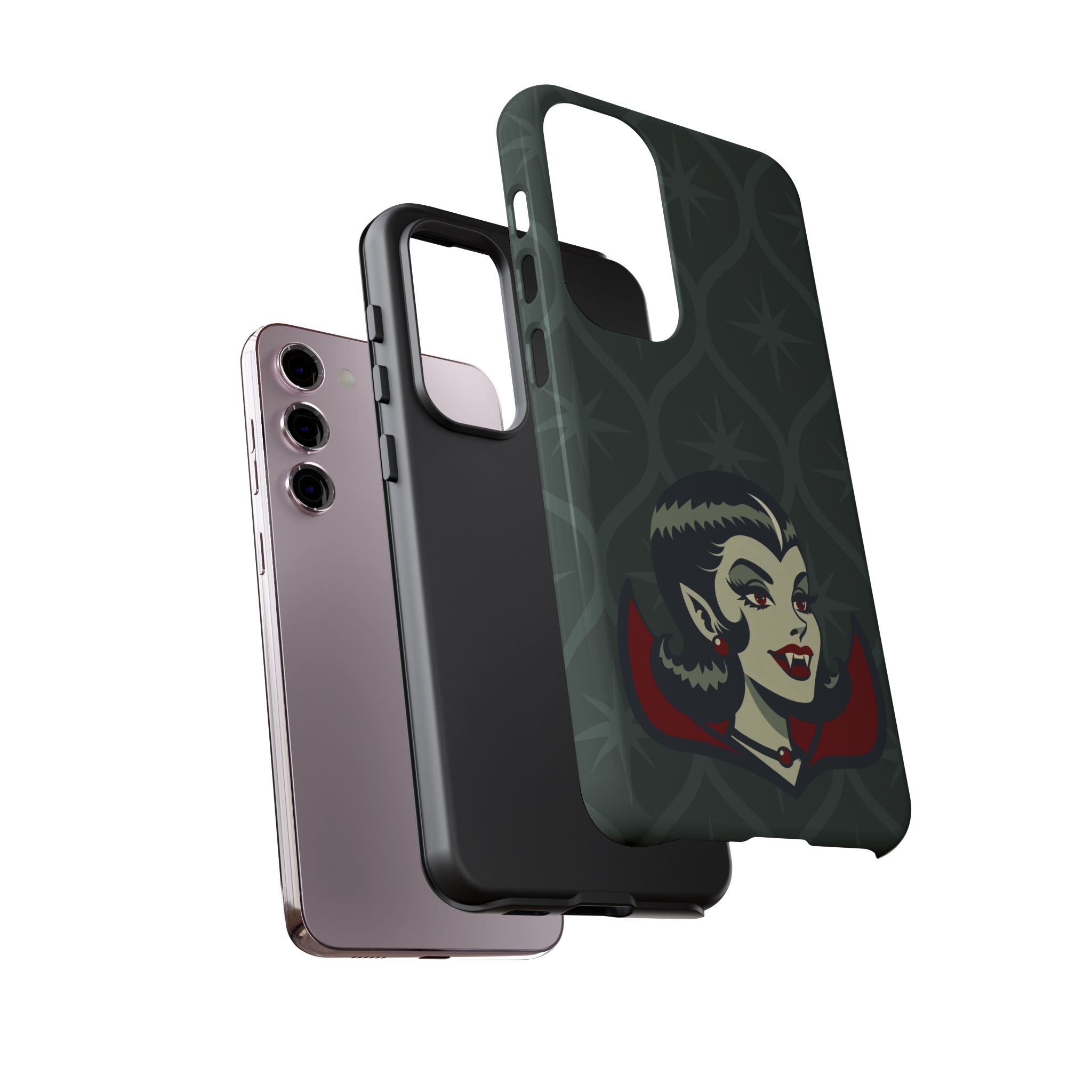 Vampire Dracula Girl Halloween Goth Horror Buff MCM Green Tough Phone Case
