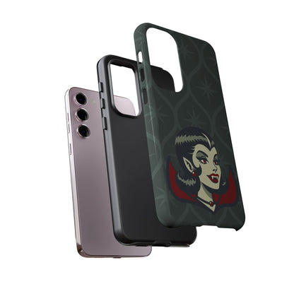 Vampire Dracula Girl Halloween Goth Horror Buff MCM Green Tough Phone Case