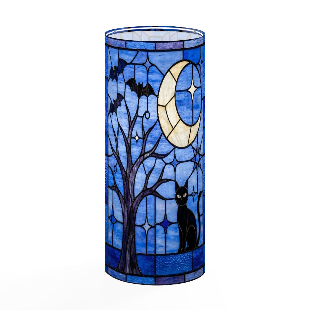 Halloween Stained Glass Style Night Sky Black Cat Slim Floor Lamp SHADE ONLY - For Slim Floor Lamps Only