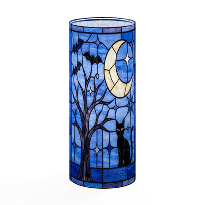 Halloween Stained Glass Style Night Sky Black Cat Slim Floor Lamp SHADE ONLY - For Slim Floor Lamps Only