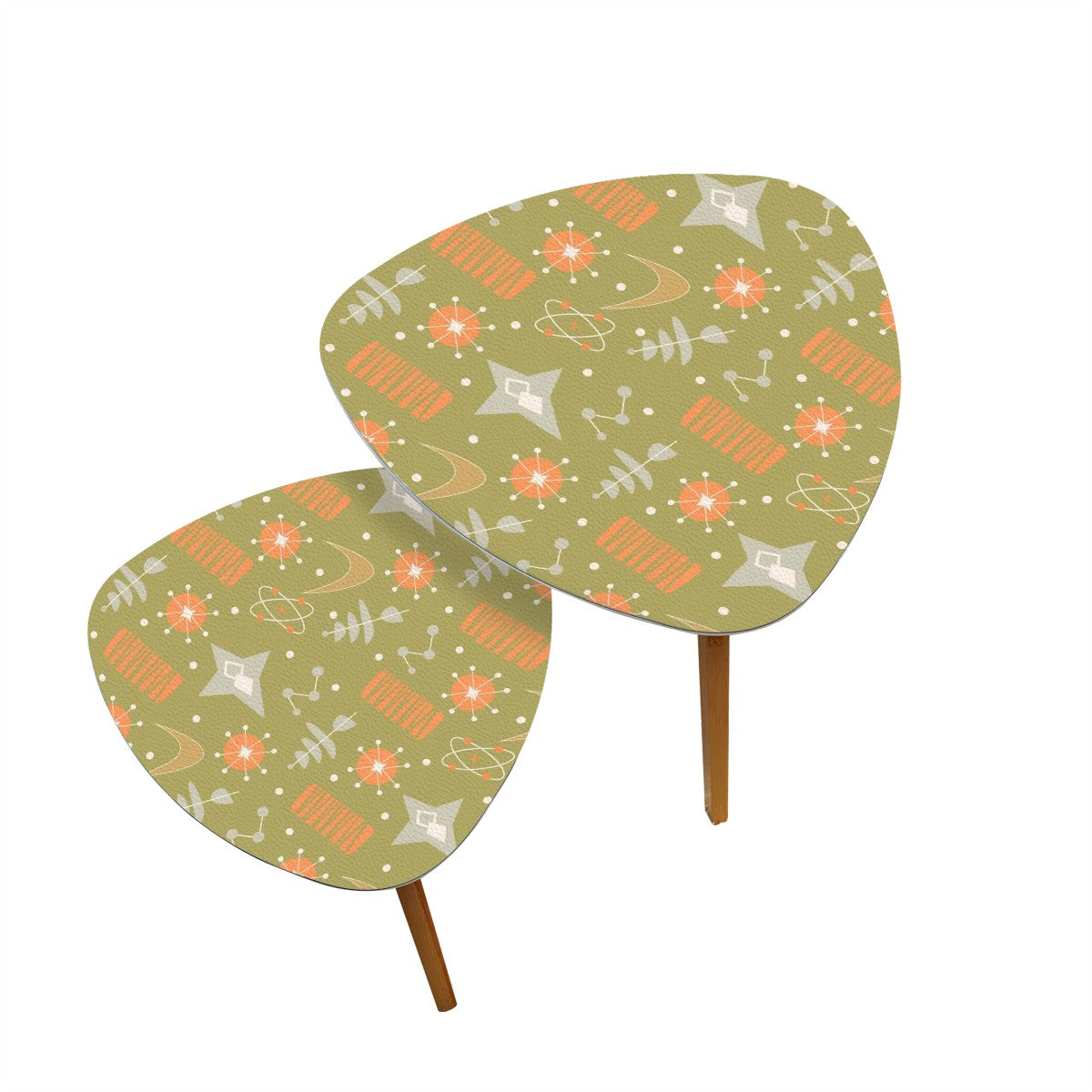 Atomic Starburst Green Orange Boomerang Space Age MCM Nesting Tables - Mid Century Modern Gal