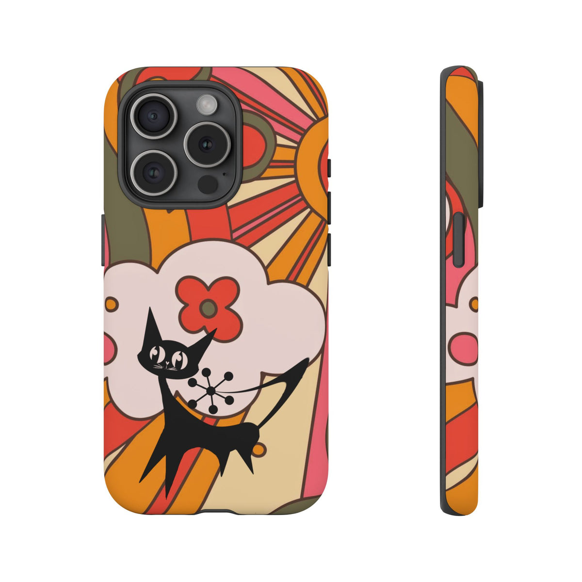 Atomic Cat, Retro Sunburst, Groovy Mod Smart Phone Tough Phone Cases