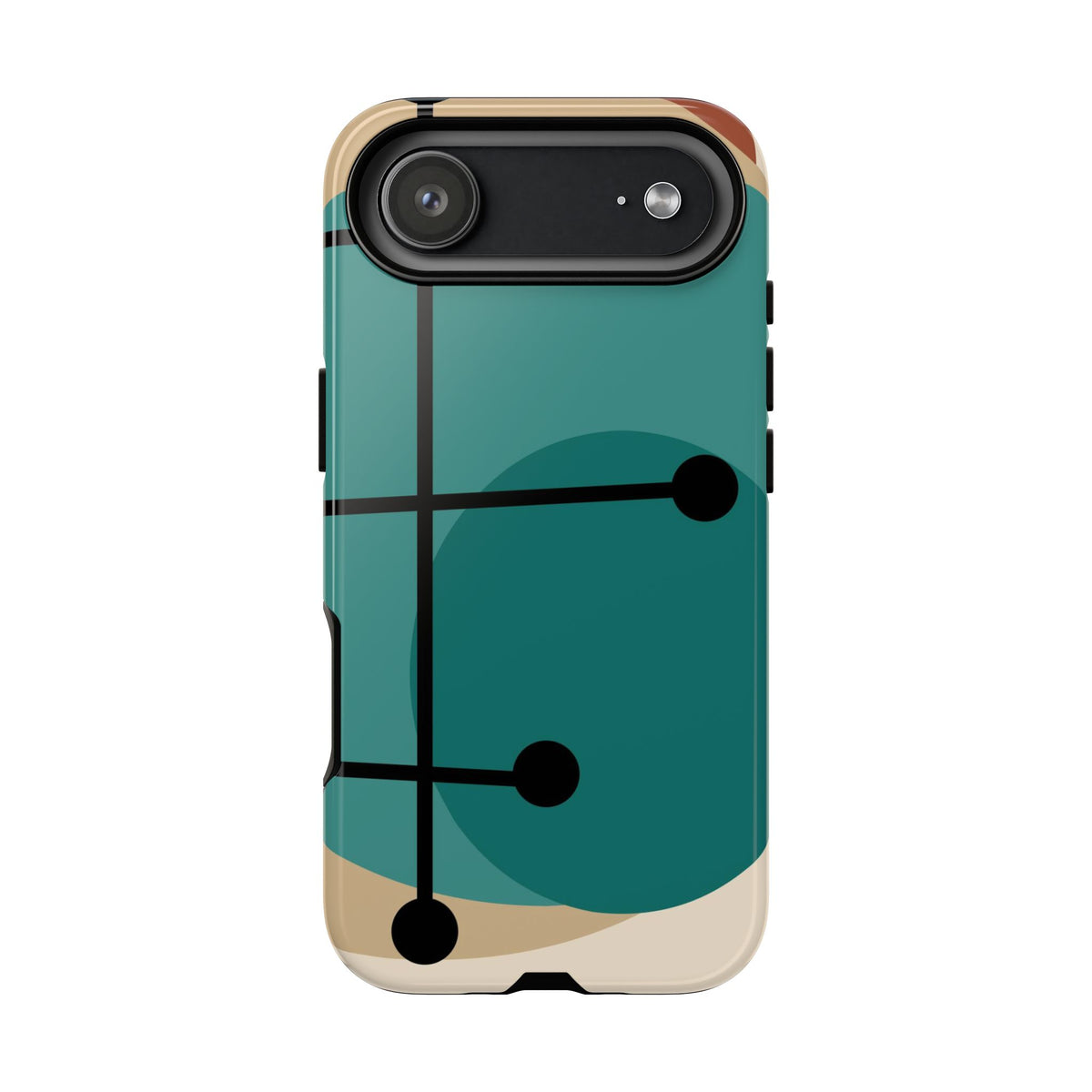 Mid Century Mod, Geometric, Retro Beige Teal Blue, Smart Phones Tough Phone Cases