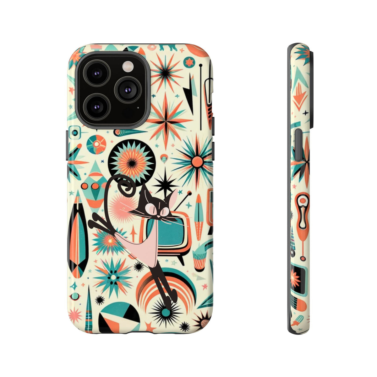 Atomic Kitty Boomerang Space Kitty Mid Century Modern Samsung, Smart Phone, Tough Cases - Mid Century Modern Gal