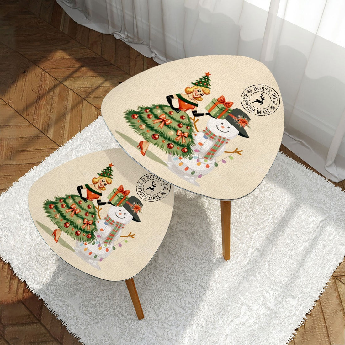 Holiday Nesting Tables, Mid Century Modern Christmas Kitsch