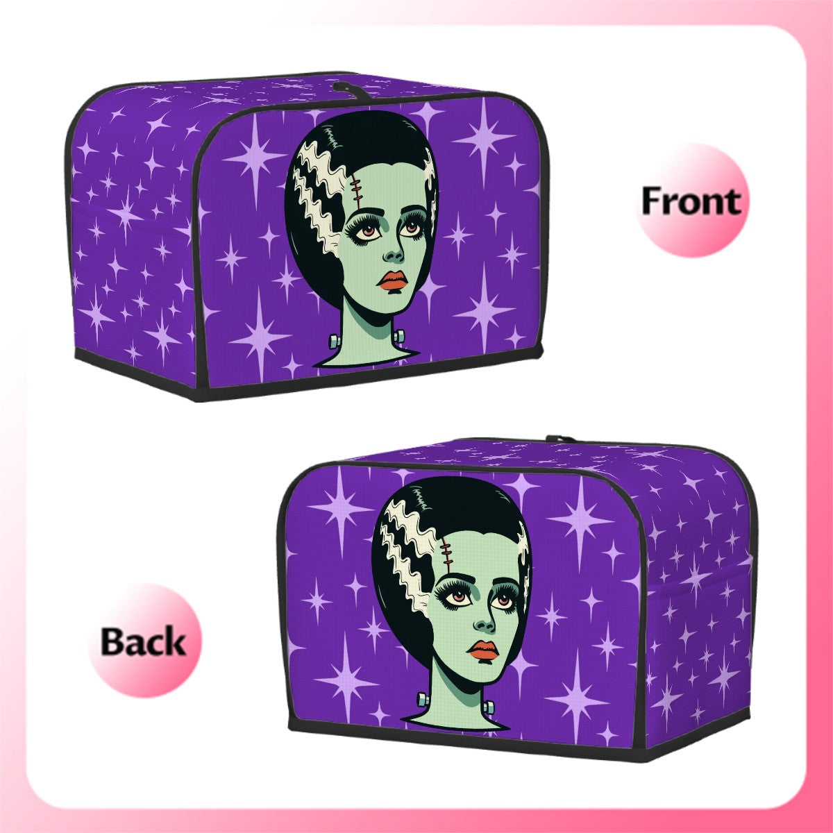 Bride of Frankenstein Retro Mid Mod Horror Buff Purple Halloween 2 Slice Toaster Cover - Mid Century Modern Gal