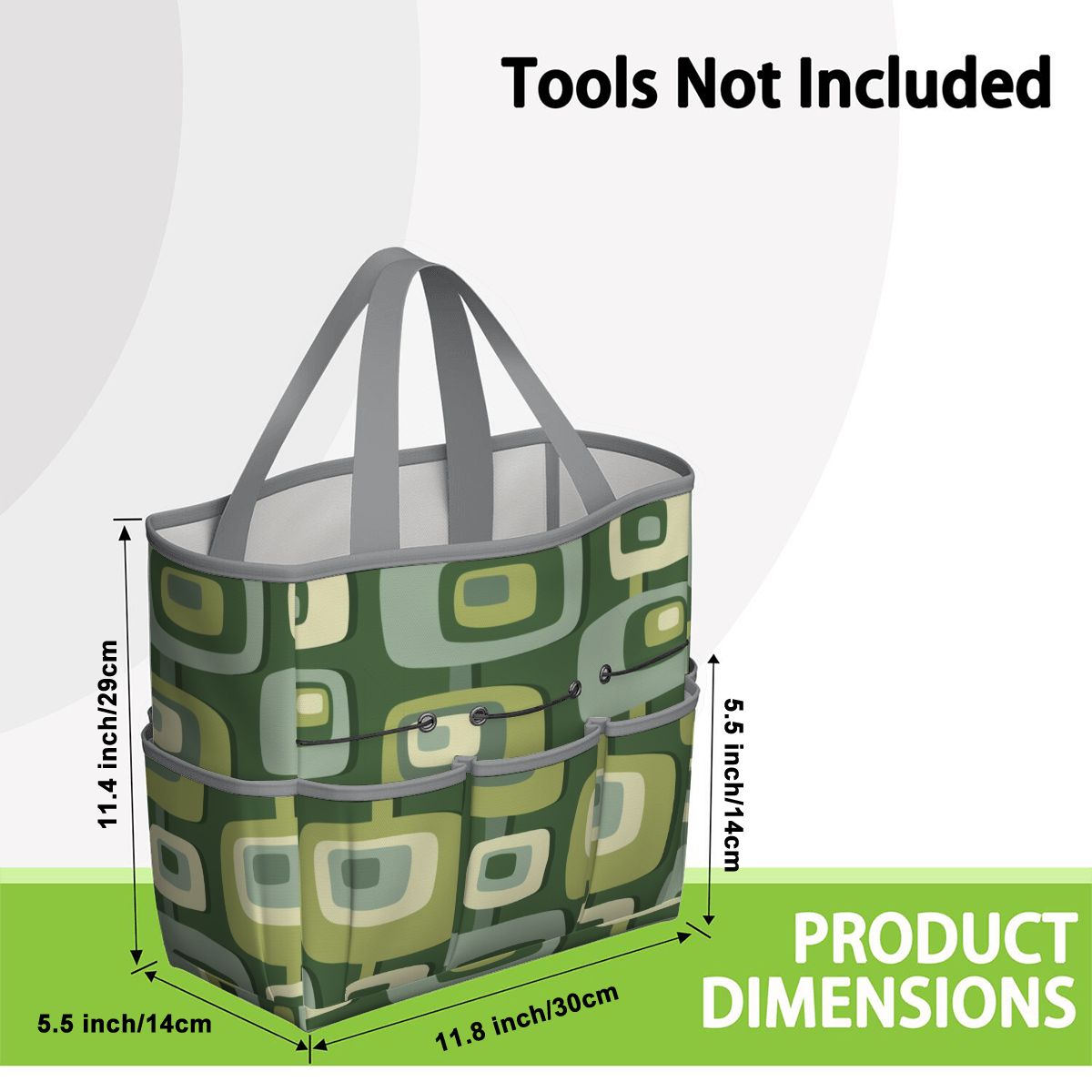 Mid Century Modern, Geometric, Groovy Green, Beige, Abstract, 60s 70s Retro, Mid Mod, MCM Garden Tool Bag - Mid Century Modern Gal