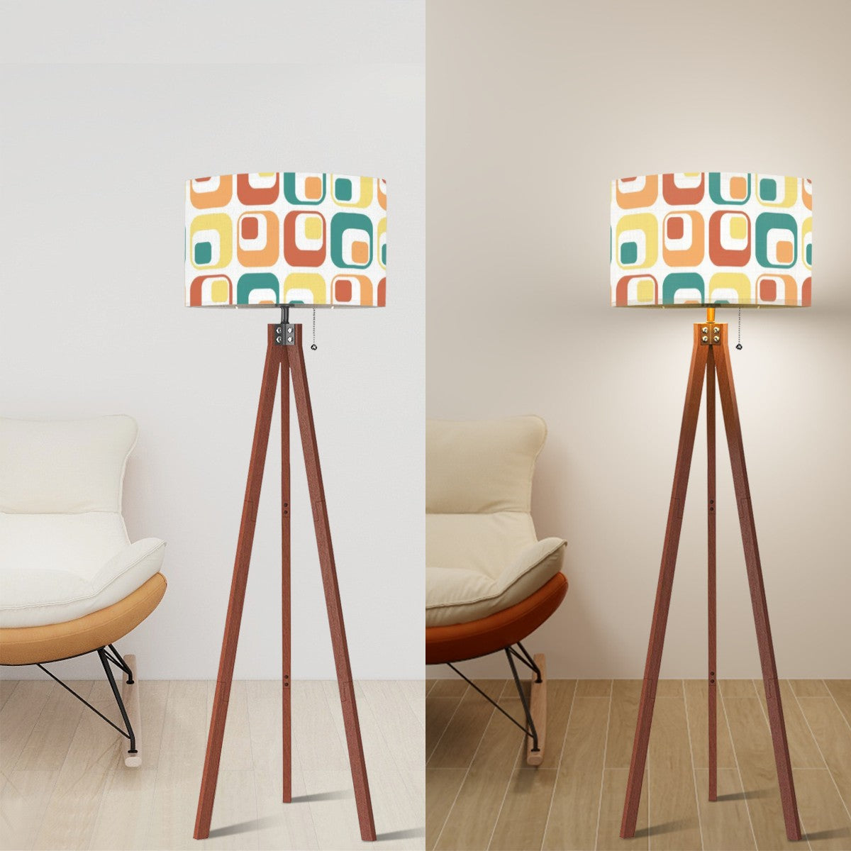 Mid Century Modern Tripod Floor Lamp With Funky Geometric Playful Design - Mid Century Modern Gal