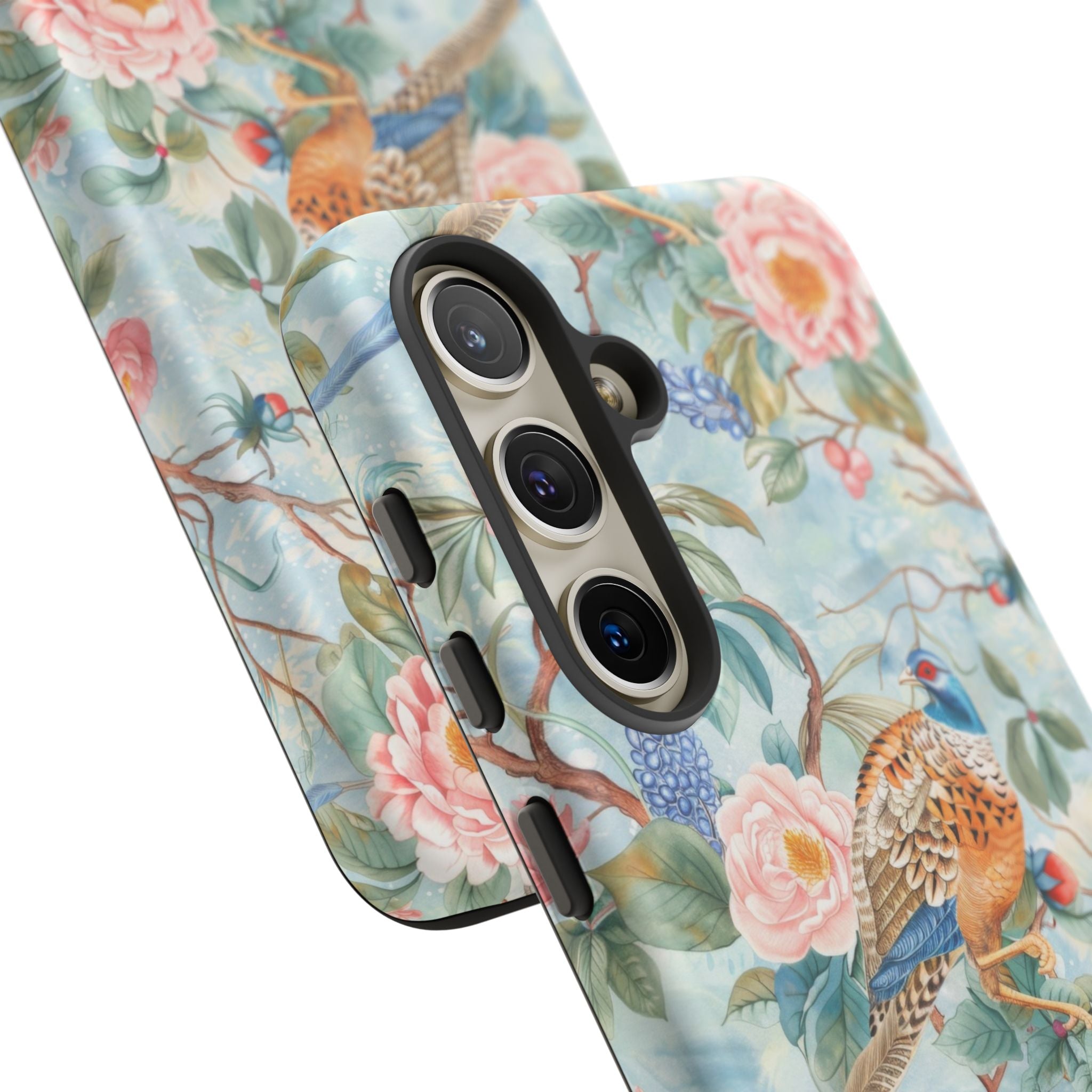 Chinoiserie Designed Floral Pheasant Phone Case with Bird Design