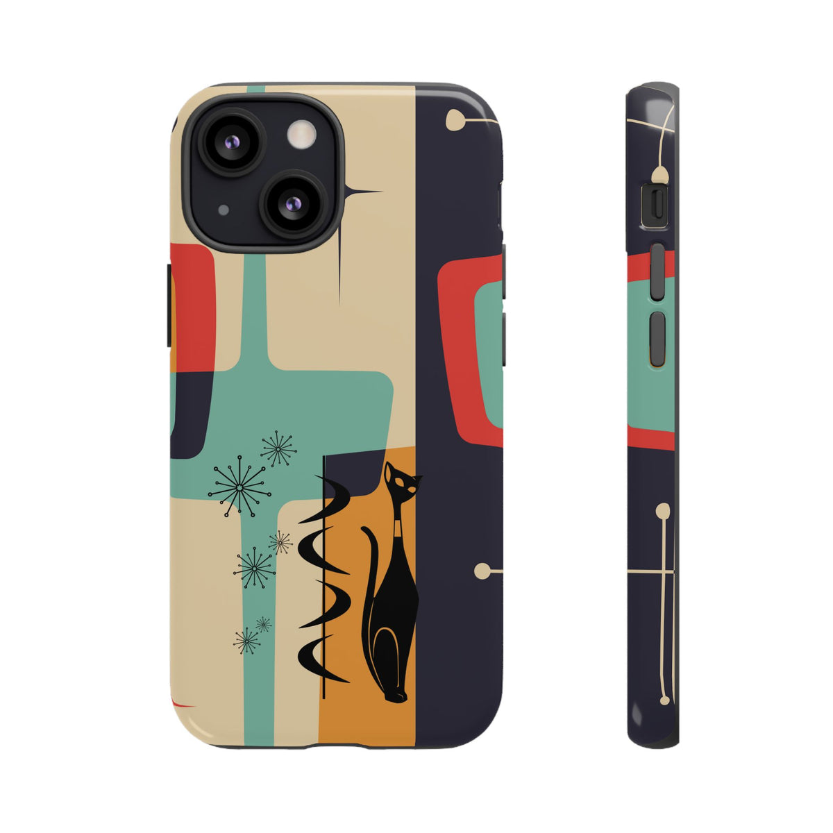 Mid Century Modern, Geometric, Atomic Cat Groovy Smart Phones Tough Phone Cases