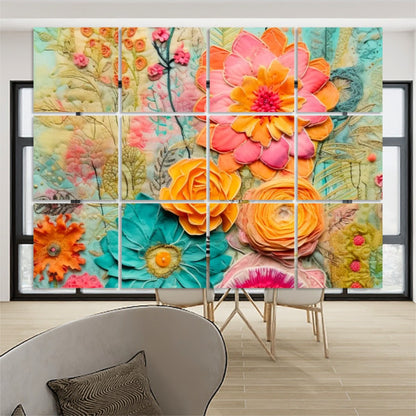 Boho Floral Retro Artsy Flowers Hanging Room Dividers - Mid Century Modern Gal