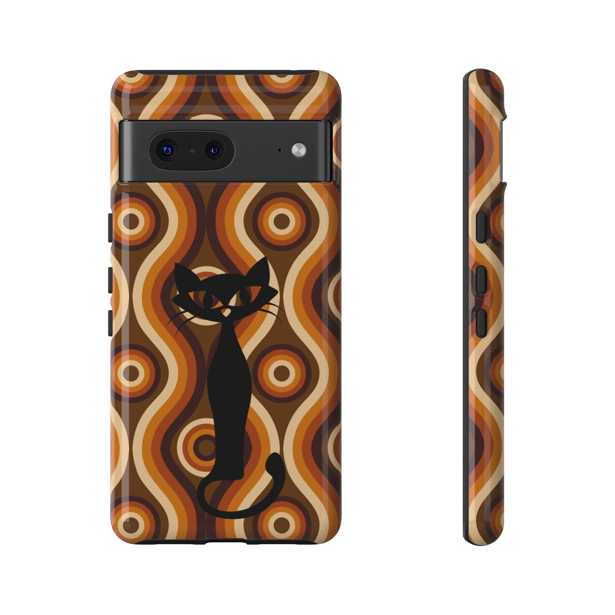Retro Phone Case, Groovy Brown, Atomic Kitsch Cat Tough Smart Phone Cases