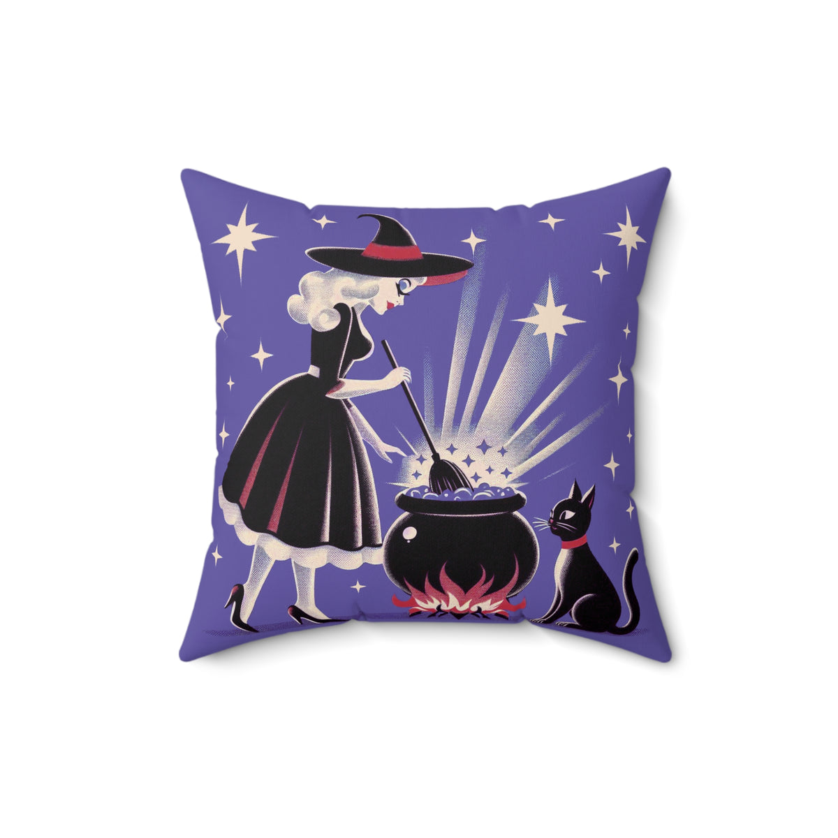 Witch's Brew Mid Century Modern Halloween Gothic Purple Pillow Cover and Insert - Mid Century Modern Gal