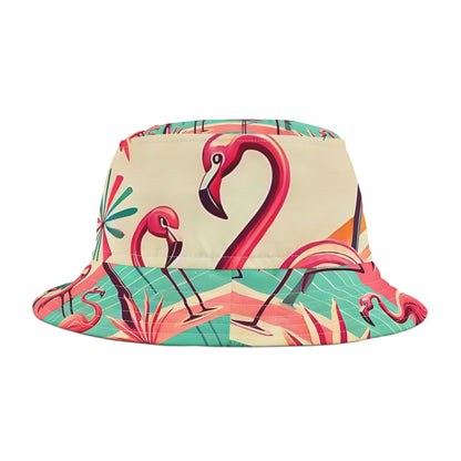 50s Flamingo Kitschy Bucket Hat, Unisex, Mod Retro Apparel