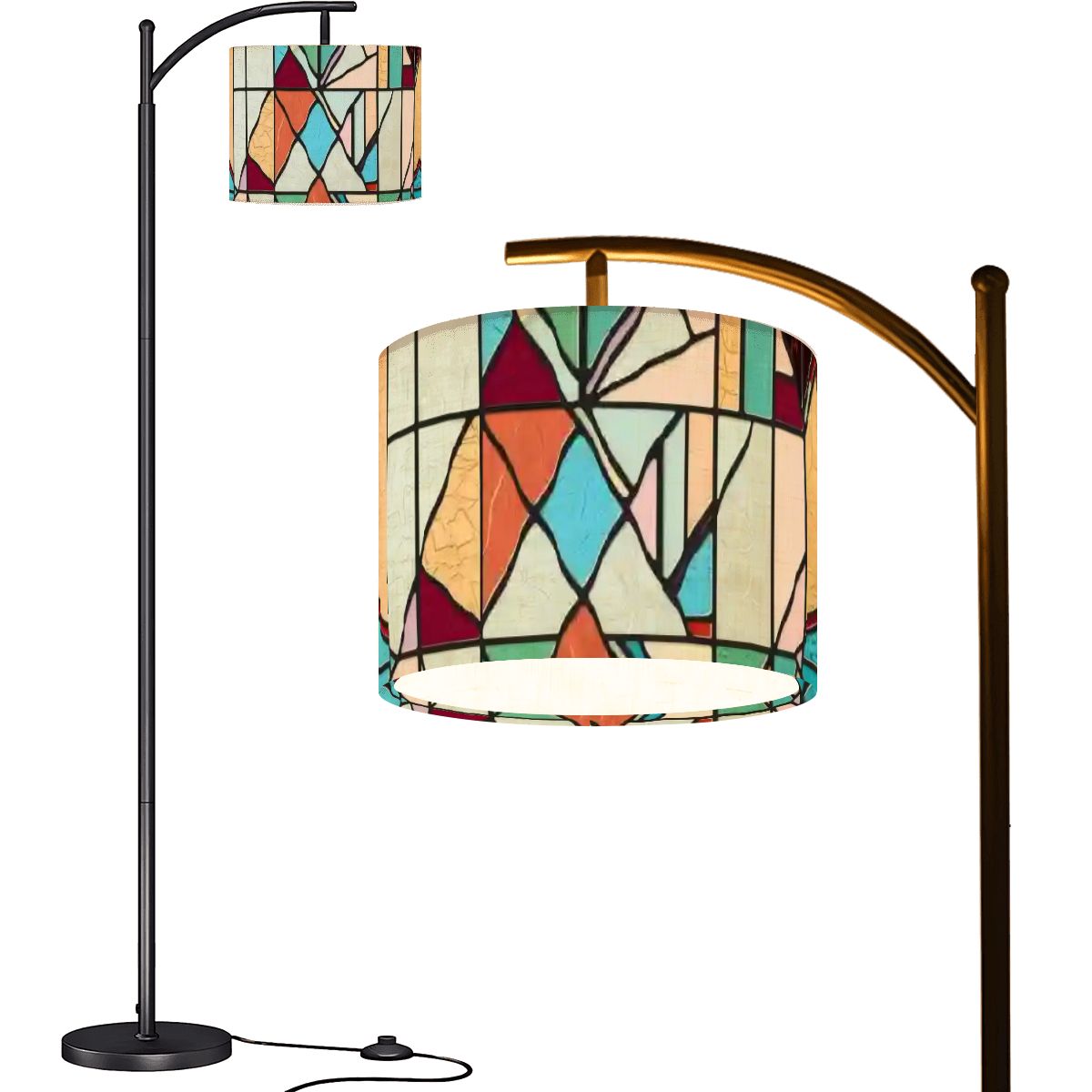 Mid Century Modern Arc Floor Lamp Faux Glass Stained Modern Designed Lighting - Mid Century Modern Gal