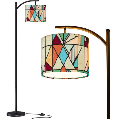 Mid Century Modern Arc Floor Lamp Faux Glass Stained Modern Designed Lighting - Mid Century Modern Gal