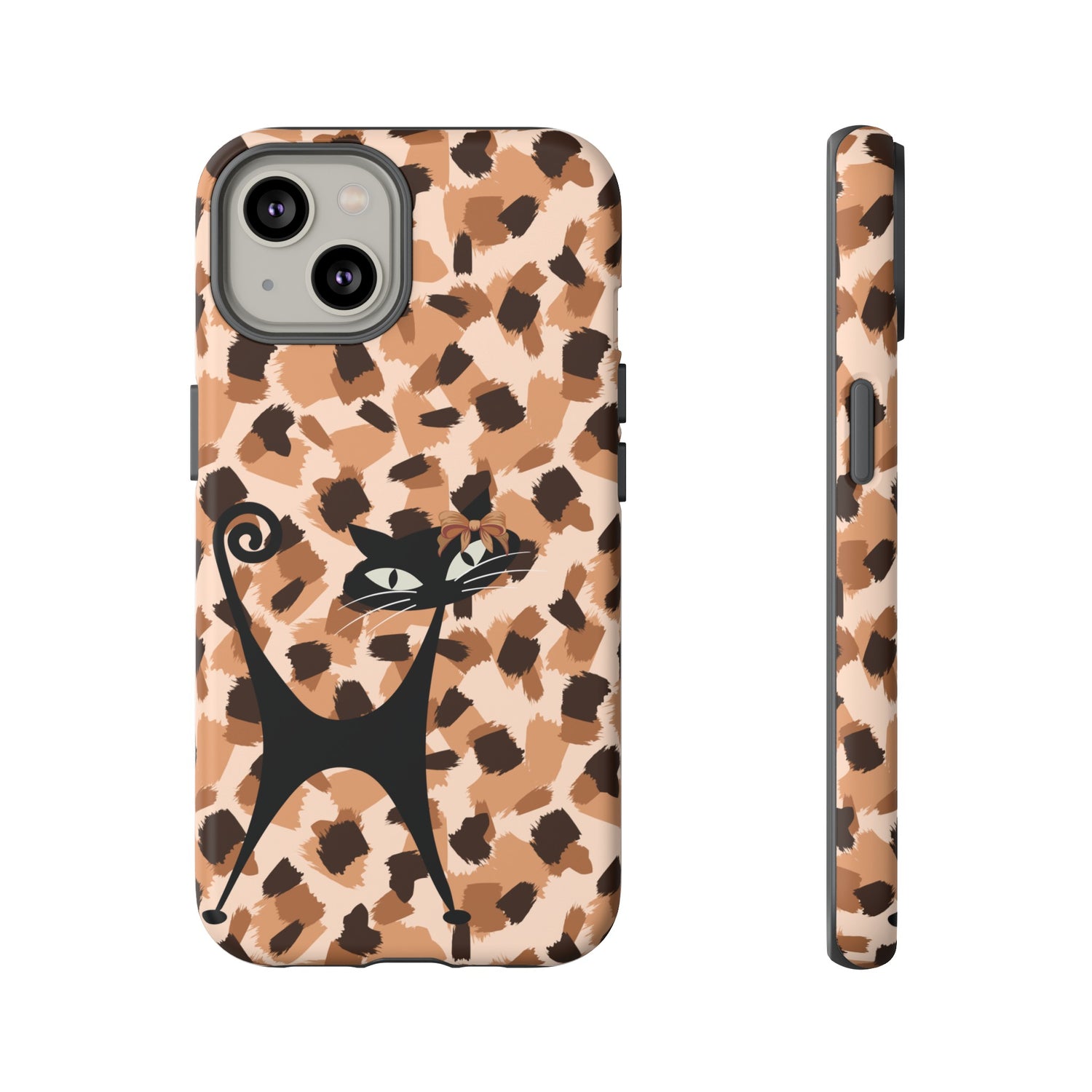 Mid Century Modern Atomic Cat, Animal Print Kitschy Trendy Smart Phone Tough Cases