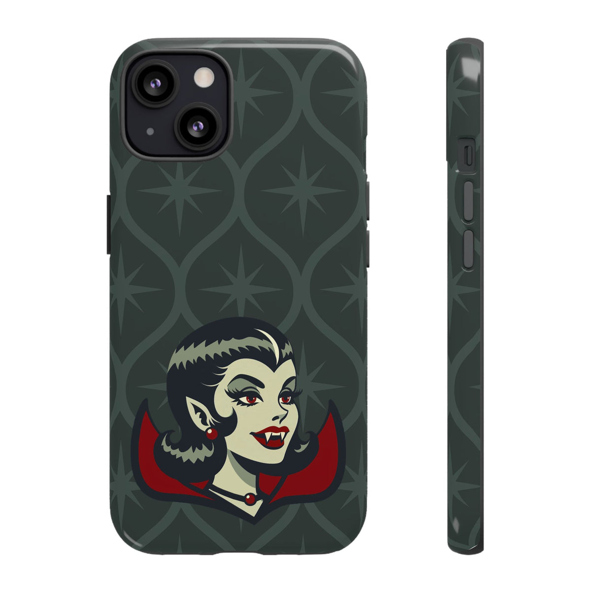 Vampire Dracula Girl Halloween Goth Horror Buff MCM Green Tough Phone Case