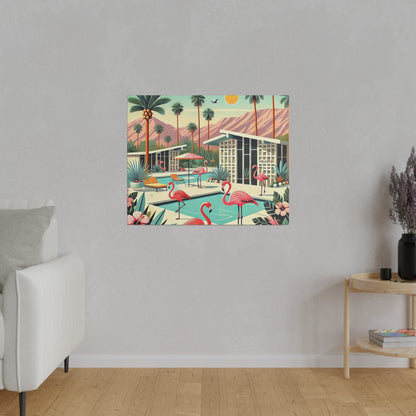 50s Mid Century Modern Wall Art, Palm Springs Flamingo Breeze Block MCM Art