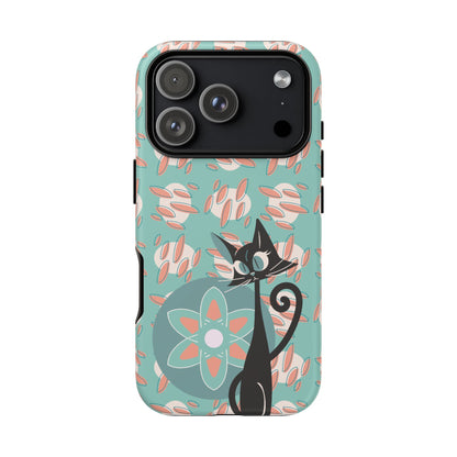 Atomic Cat, Mid Century Modern Funky Fun Smart Phone Tough Phone Cases