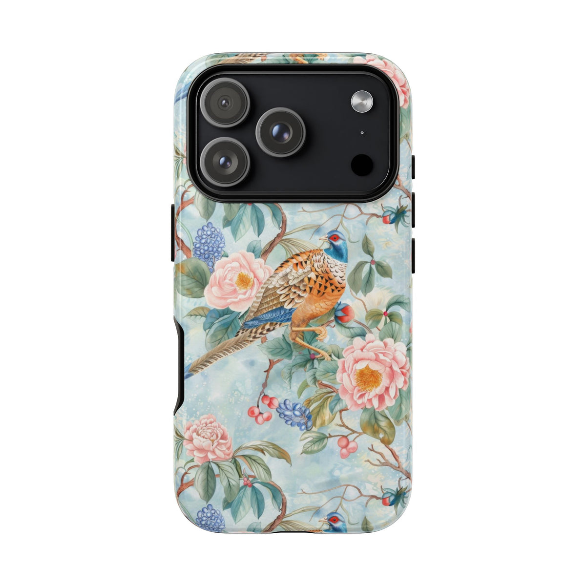 Chinoiserie Designed Floral Pheasant Phone Case with Bird Design
