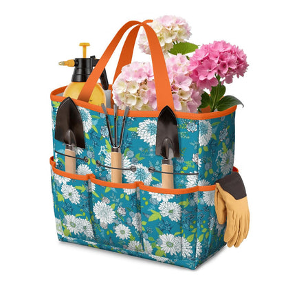 Chinoiserie Floral Teal Green White Elegant Garden Tool Bag - Mid Century Modern Gal