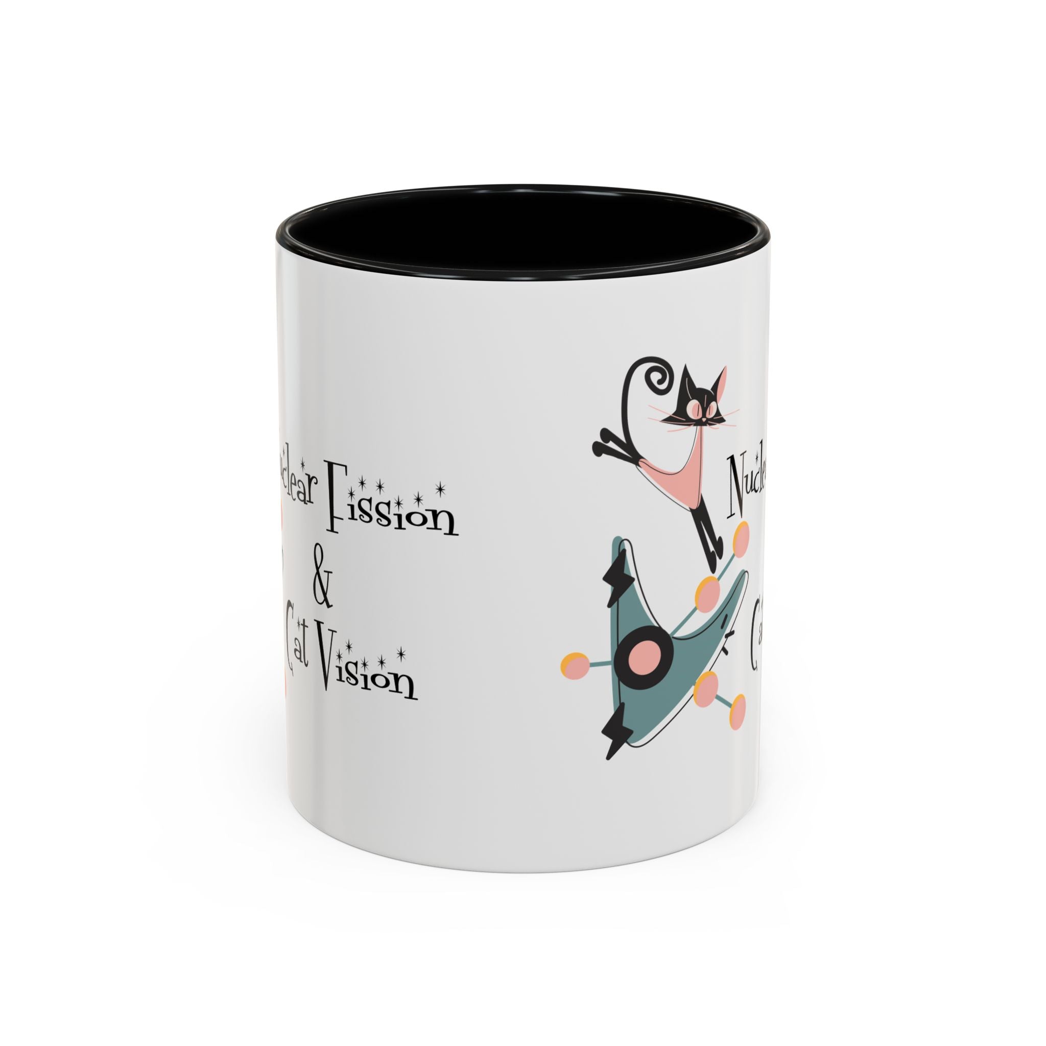 Atomic Cat Coffee Tea Mug, Mid Century Modern Boomerang, Space Age Atomic Drinkware For Cat And Coffee Lovers - Mid Century Modern Gal