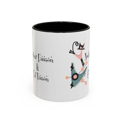 Atomic Cat Coffee Tea Mug, Mid Century Modern Boomerang, Space Age Atomic Drinkware For Cat And Coffee Lovers - Mid Century Modern Gal