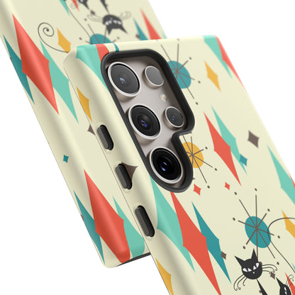 Atomic Kitty Cat, Mid Mod Franciscan Pattern, Kitsch Tough Phone Cases