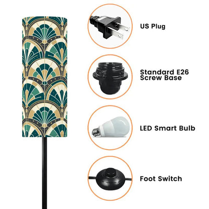 Art Deco Peacock Inspired Slim Floor Lamp - Mid Century Modern Gal
