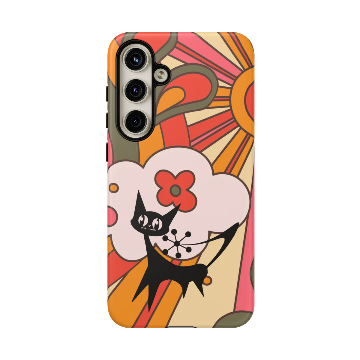 Atomic Cat, Retro Sunburst, Groovy Mod Smart Phone Tough Phone Cases
