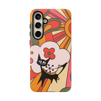 Atomic Cat, Retro Sunburst, Groovy Mod Smart Phone Tough Phone Cases