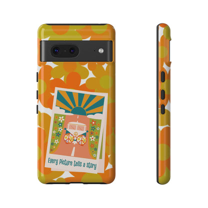 Retro Phone Case, Orange Flower Power, Polaroid Picture, Mod Smart Phone Tough Phone Cases