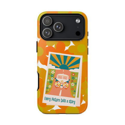 Retro Phone Case, Orange Flower Power, Polaroid Picture, Mod Smart Phone Tough Phone Cases